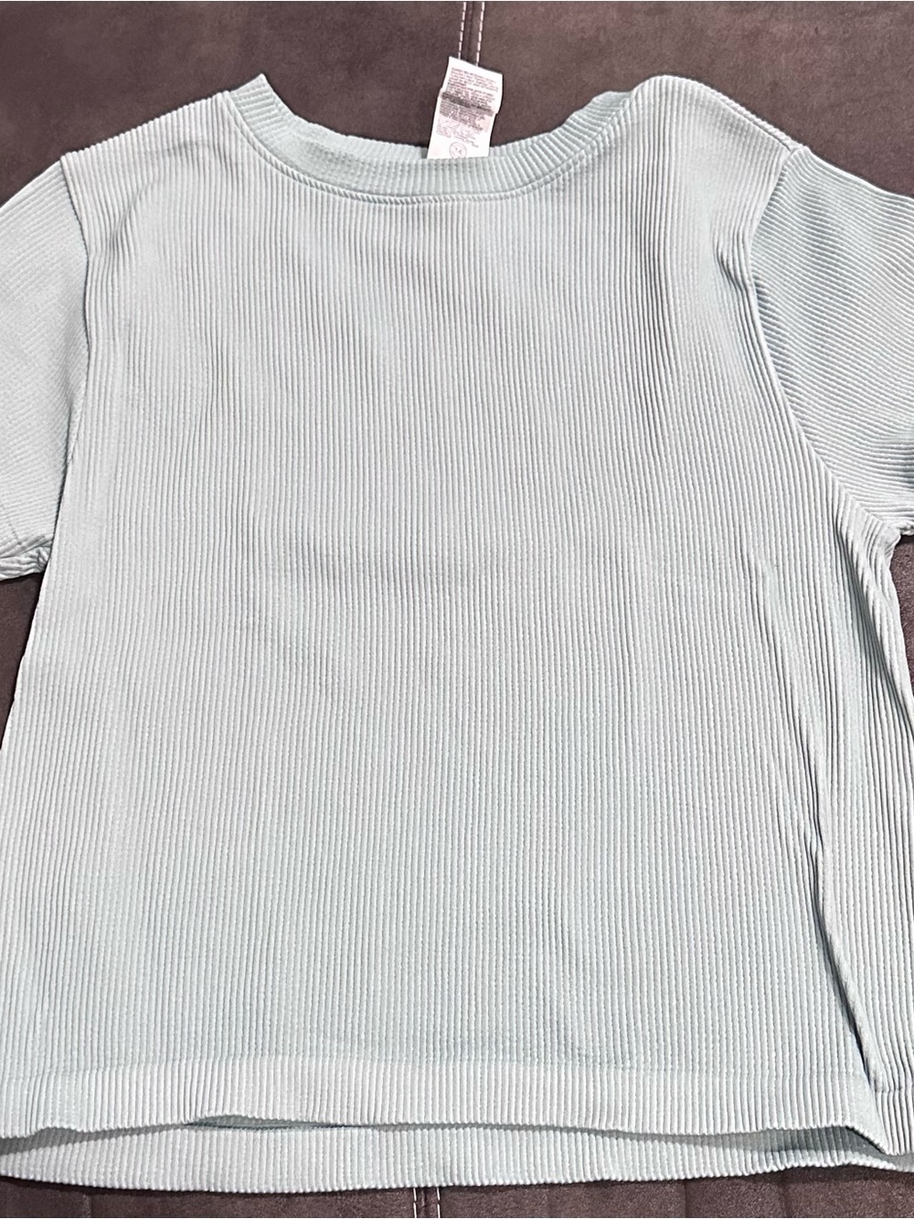 Light Mint Ribbed Short-Sleeve Women's Top